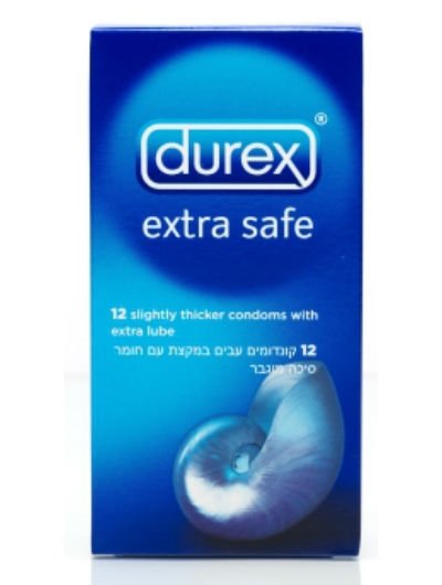 דורקס אקסטרה סייף קונדום עבה במקצת עם חומר סיכה מוגבר Durex Extra Safe