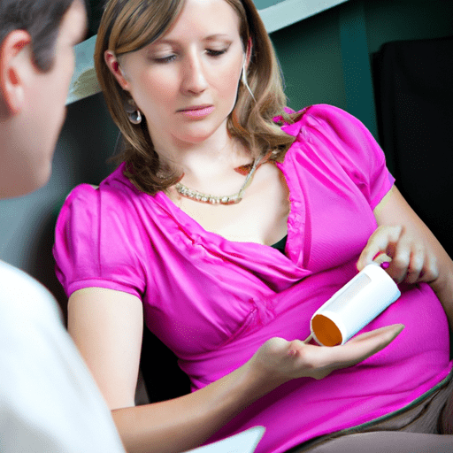 אישה בהריון משוחחת על תוספי מגנזיום עם ספק שירותי הבריאות שלה