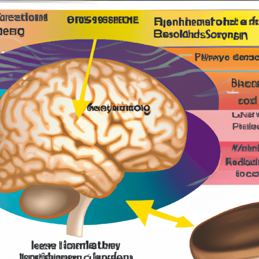 איור של מוח עם אזורים מודגשים המייצגים יתרונות קוגניטיביים של תמציות פטריות