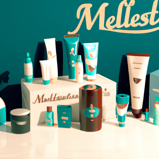 הלוגו של Mustela ממוקם ליד מבחר מוצרי הטיפוח שלהם