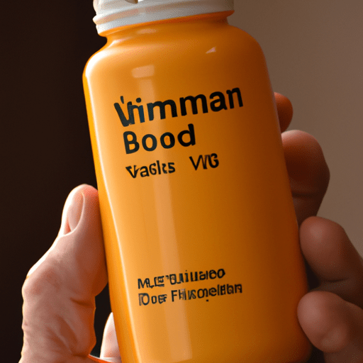 תמונה של אדם מחזיק בקבוק של תוספי ויטמין B