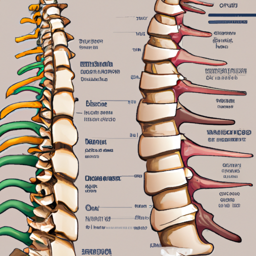 3. תרשים מפורט של עמוד השדרה האנושי עם תוויות