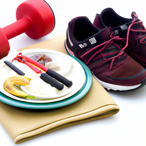 תמונה של ארוחה מאוזנת וידידותית לסוכרתיים ומכשירי פעילות גופנית קבועים