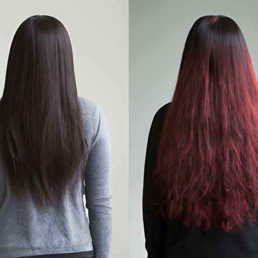 תמונת לפני ואחרי המציגה את השינוי של שיער יבש לשיער בריא ותוסס.