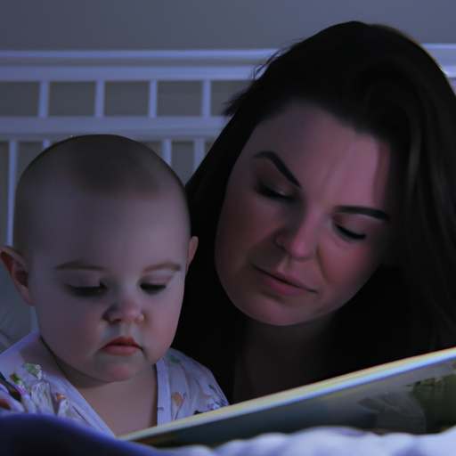 תמונה של אמא קוראת סיפור לפני השינה לתינוק שלה כחלק משגרת השינה שלה.