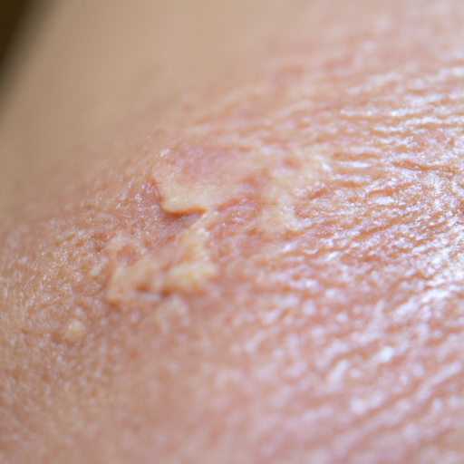 תמונת תקריב של פריחה בעור הנגרמת מאלרגיה לחמאת שיאה.