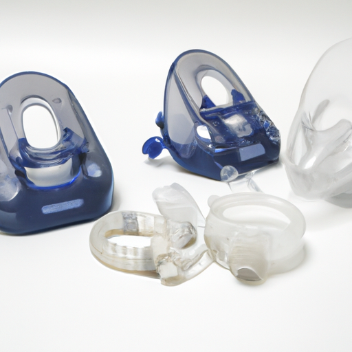תמונה של מכשירים רפואיים שונים המשמשים לטיפול בנחירות כמו מכונות CPAP או מכשירי שיניים