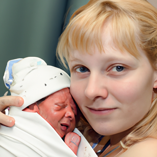 תמונה של אם טרייה מחזיקה את תינוקה לאחר הלידה
